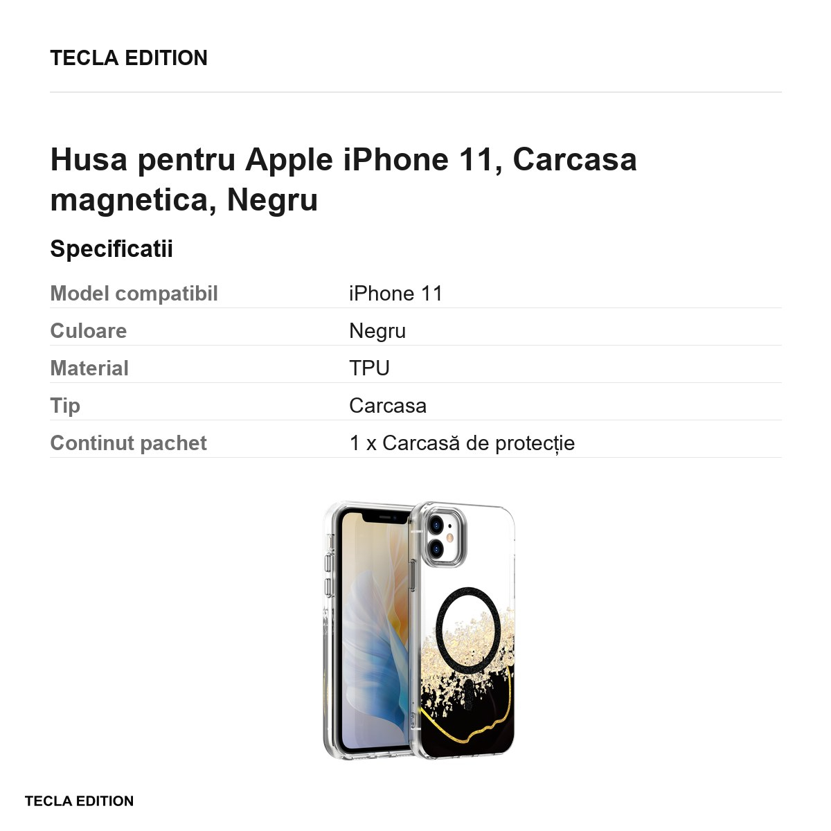 Husa Epoxy Mag pentru Apple iPhone 11, Carcasa magnetica, Negru [6]