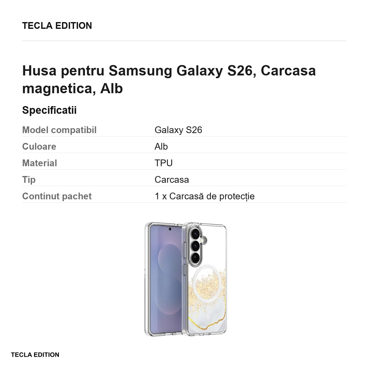 Husa Epoxy Mag pentru Samsung Galaxy S26, Carcasa magnetica, Alb [3]