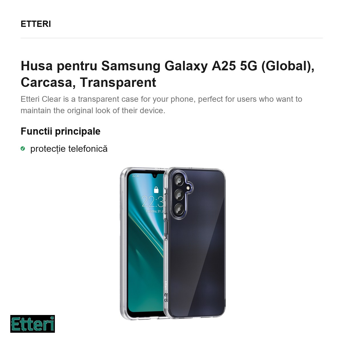 Husa Etteri Clear pentru Samsung Galaxy A25 5G (Global), Carcasa, Transparent [2]