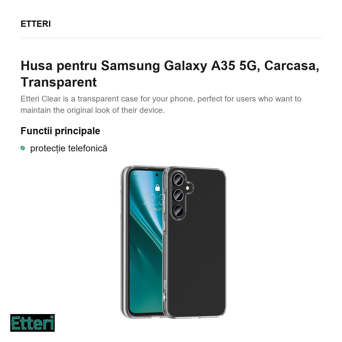 Husa Etteri Clear pentru Samsung Galaxy A35 5G, Carcasa, Transparent [2]