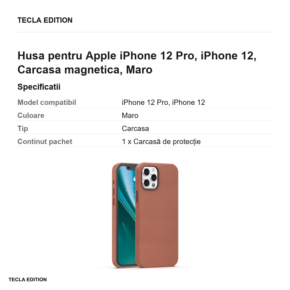 Husa Etteri Elegant Mag pentru Apple iPhone 12 Pro, iPhone 12, Carcasa magnetica, Maro [6]