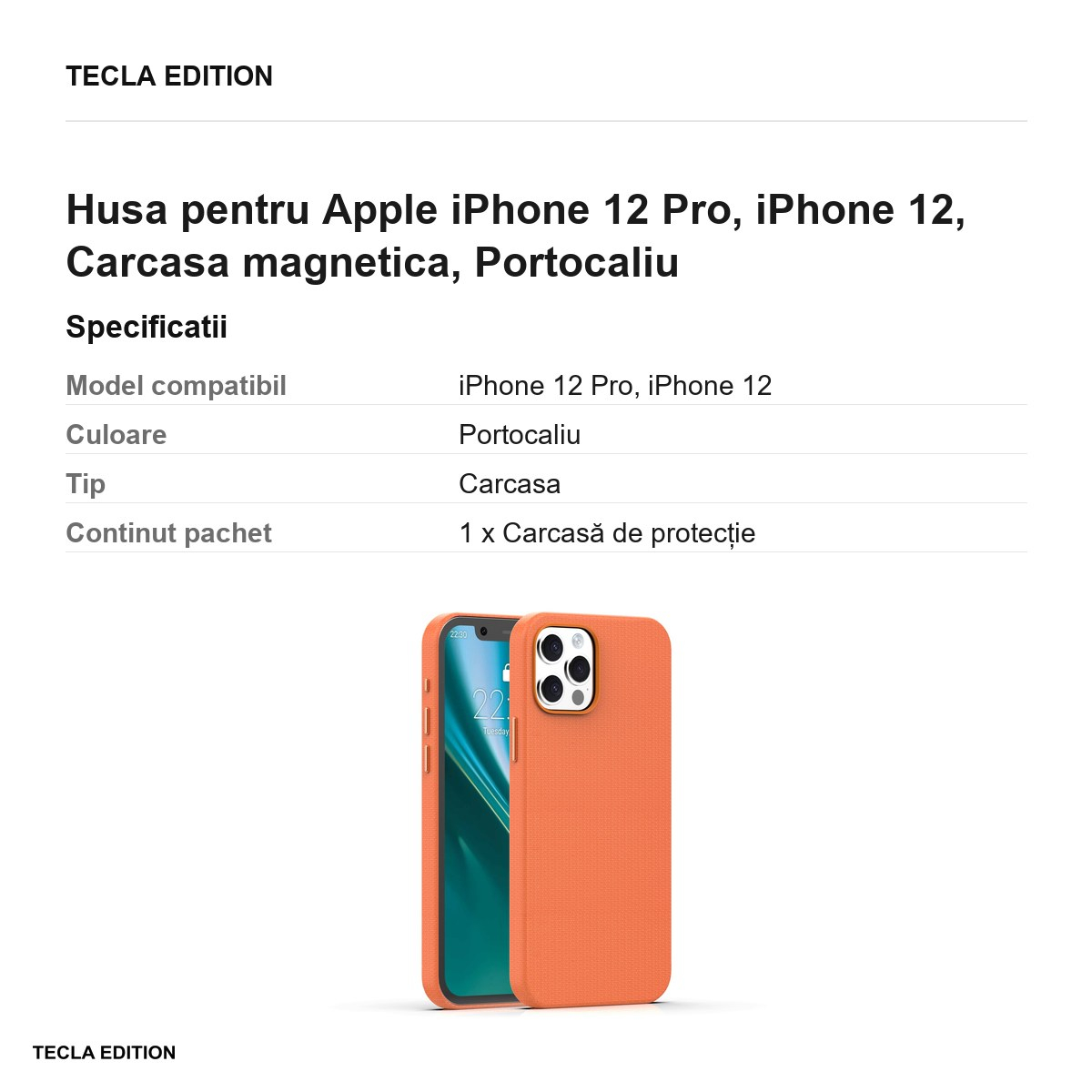 Husa Etteri Elegant Mag pentru Apple iPhone 12 Pro, iPhone 12, Carcasa magnetica, Portocaliu [6]