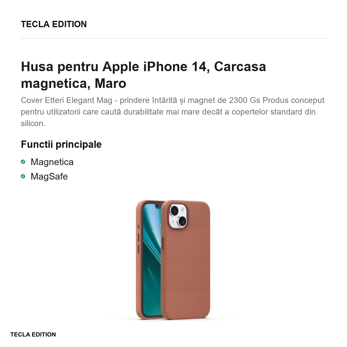 Husa Etteri Elegant Mag pentru Apple iPhone 14, Carcasa magnetica, Maro [4]