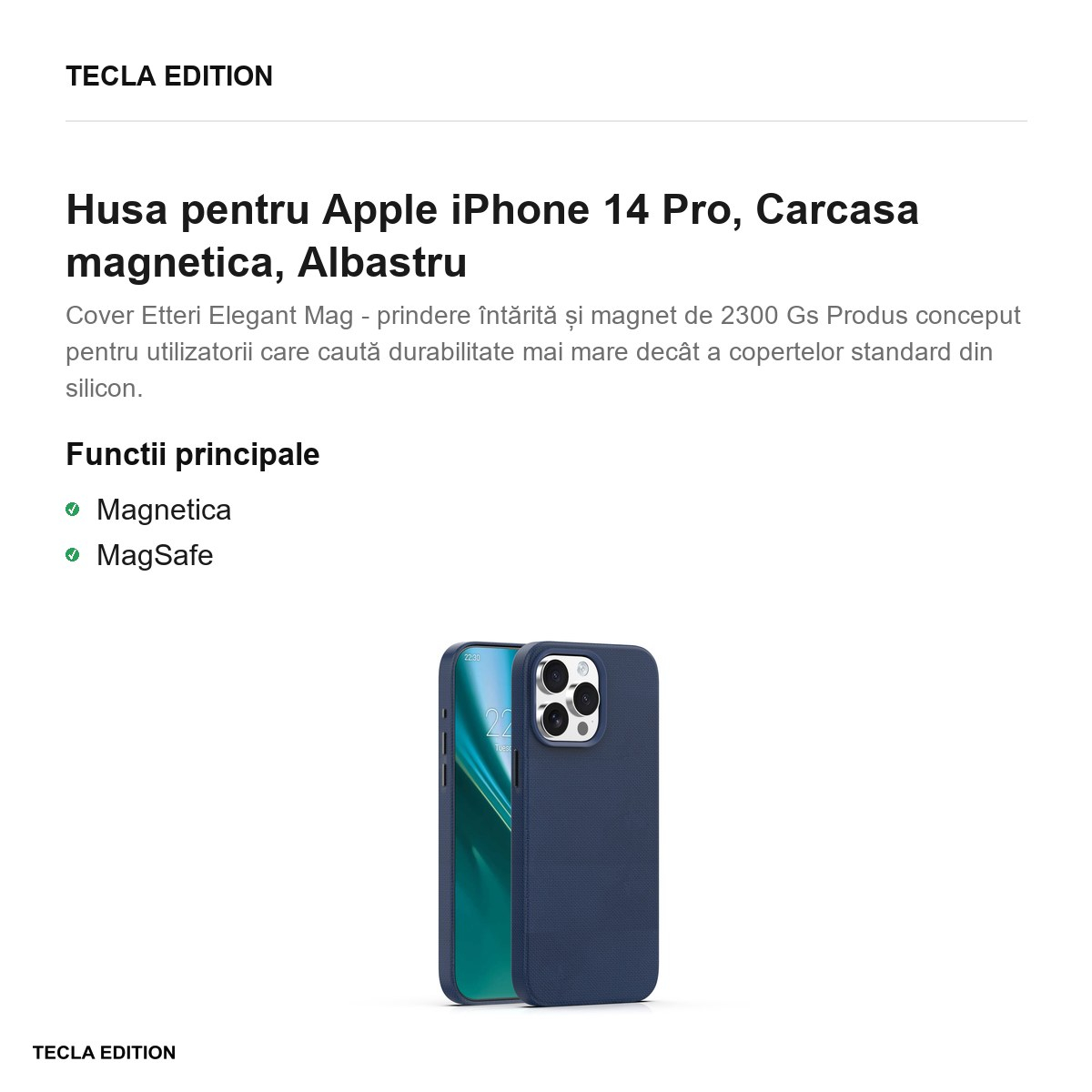 Husa Etteri Elegant Mag pentru Apple iPhone 14 Pro, Carcasa magnetica, Albastru [4]