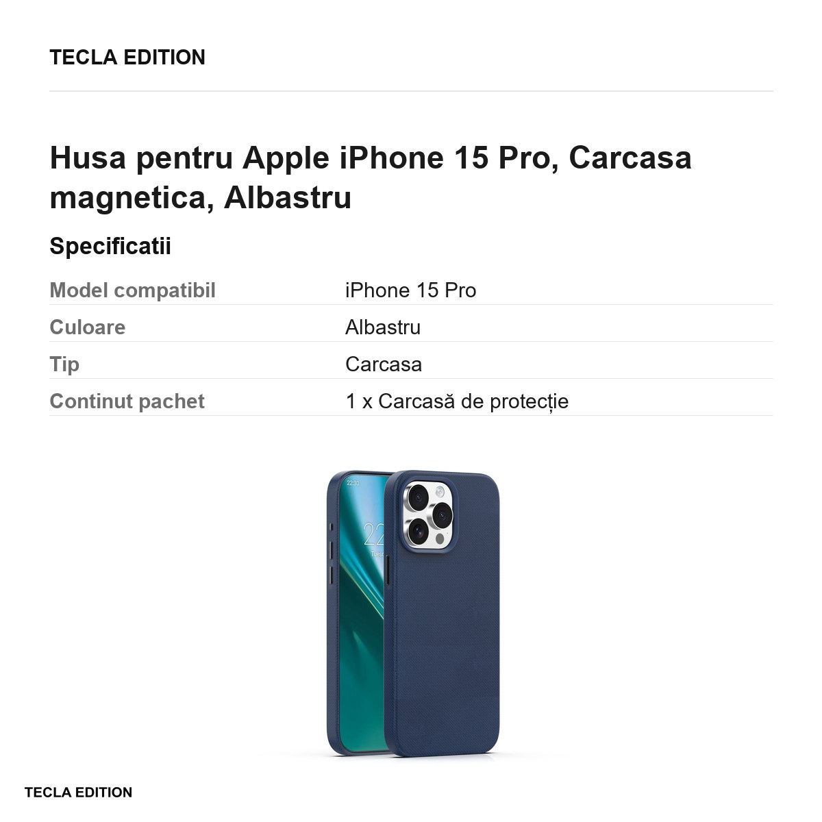 Husa Etteri Elegant Mag pentru Apple iPhone 15 Pro, Carcasa magnetica, Albastru [6]