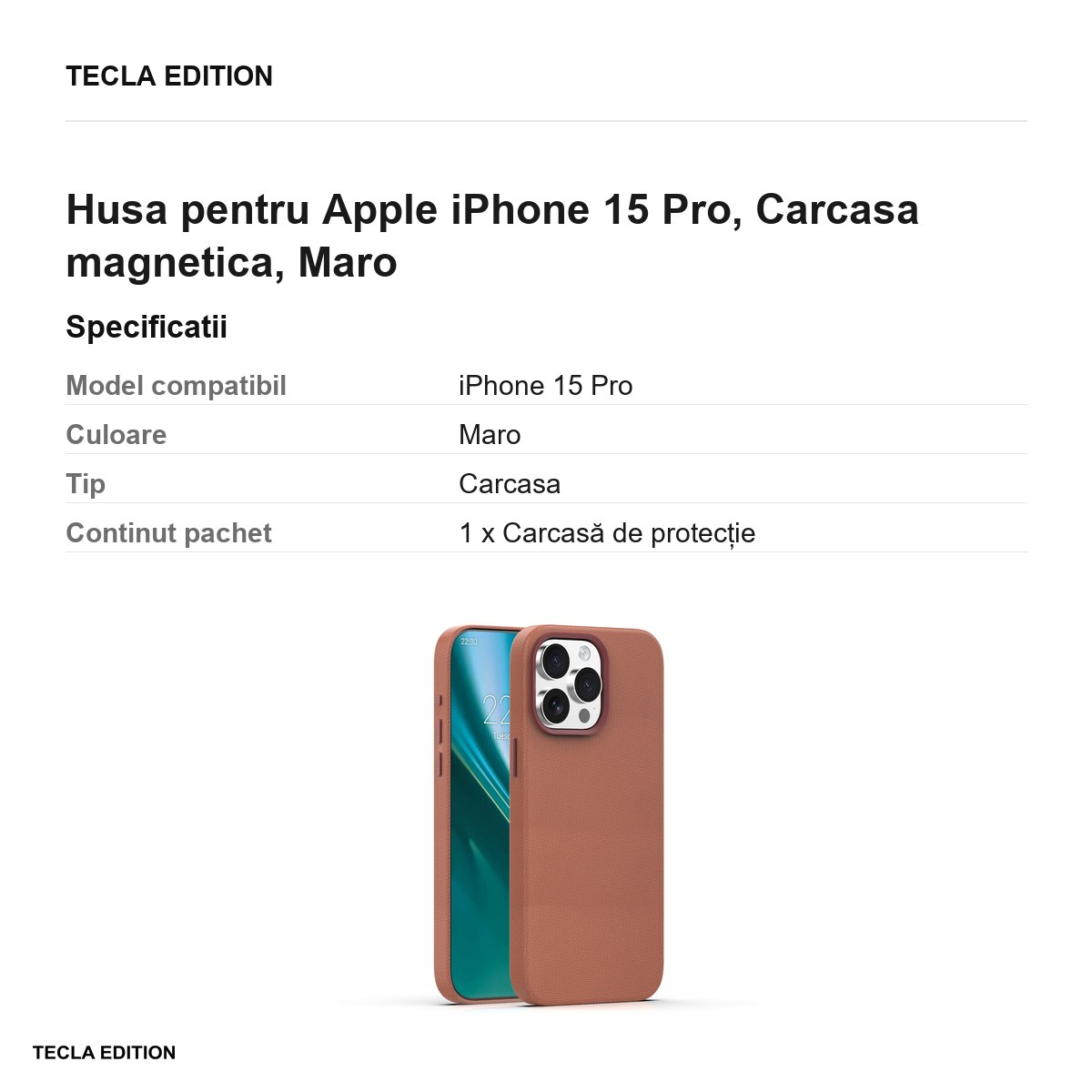 Husa Etteri Elegant Mag pentru Apple iPhone 15 Pro, Carcasa magnetica, Maro [6]