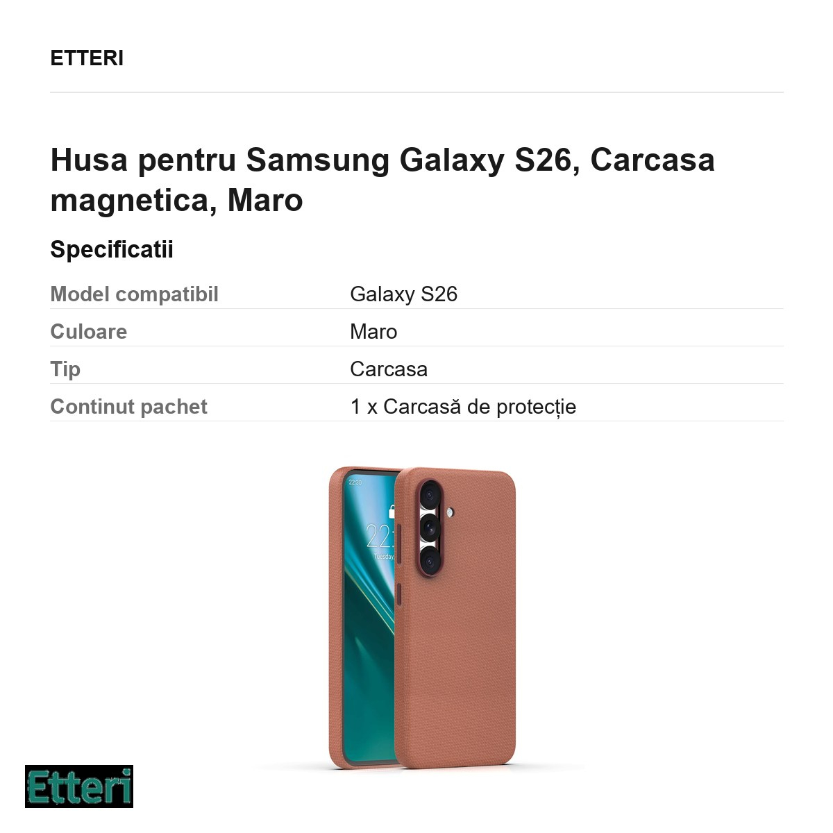 Husa Etteri Elegant Mag pentru Samsung Galaxy S26, Carcasa magnetica, Maro [3]