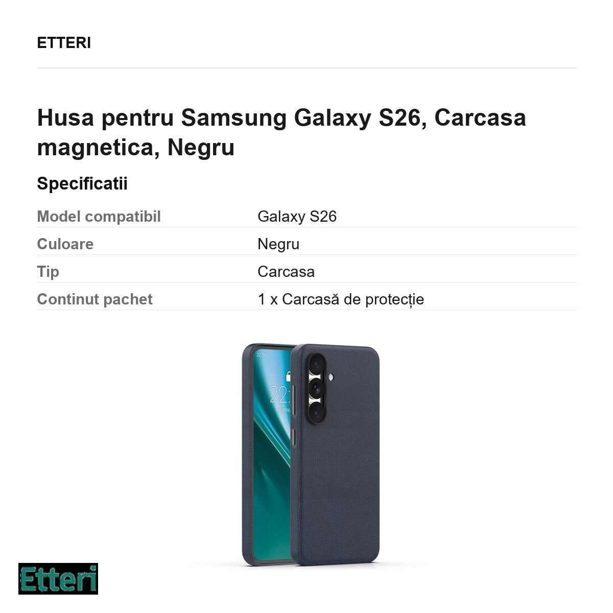 Husa Etteri Elegant Mag pentru Samsung Galaxy S26, Carcasa magnetica, Negru [3]