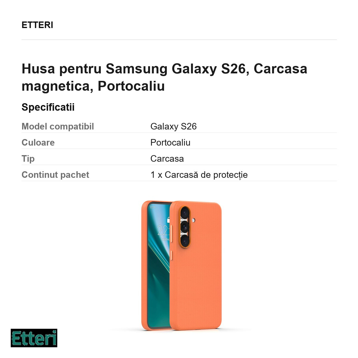 Husa Etteri Elegant Mag pentru Samsung Galaxy S26, Carcasa magnetica, Portocaliu [3]