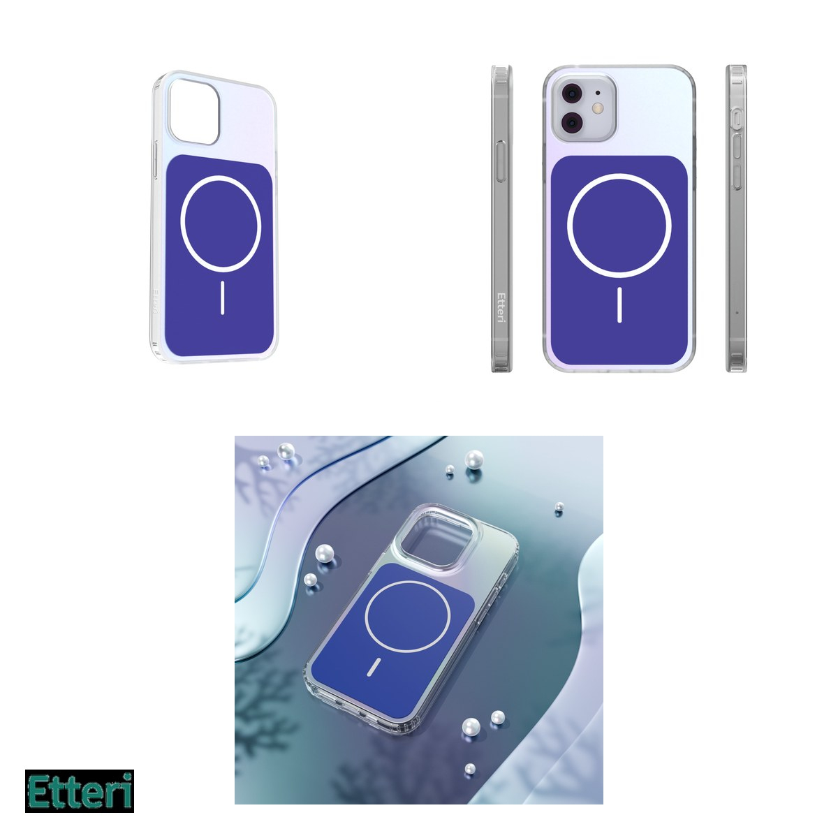 Husa Etteri Hidden Pearl pentru Apple iPhone 12 Pro, iPhone 12, Carcasa magnetica, Albastru inchis [8]