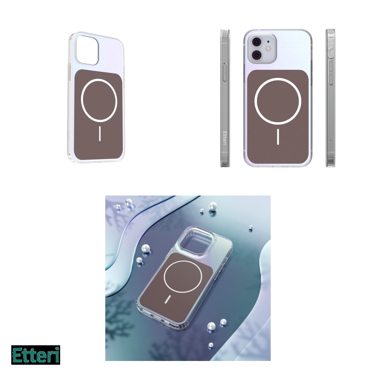 Husa Etteri Hidden Pearl pentru Apple iPhone 12 Pro, iPhone 12, Carcasa magnetica, Maro [7]