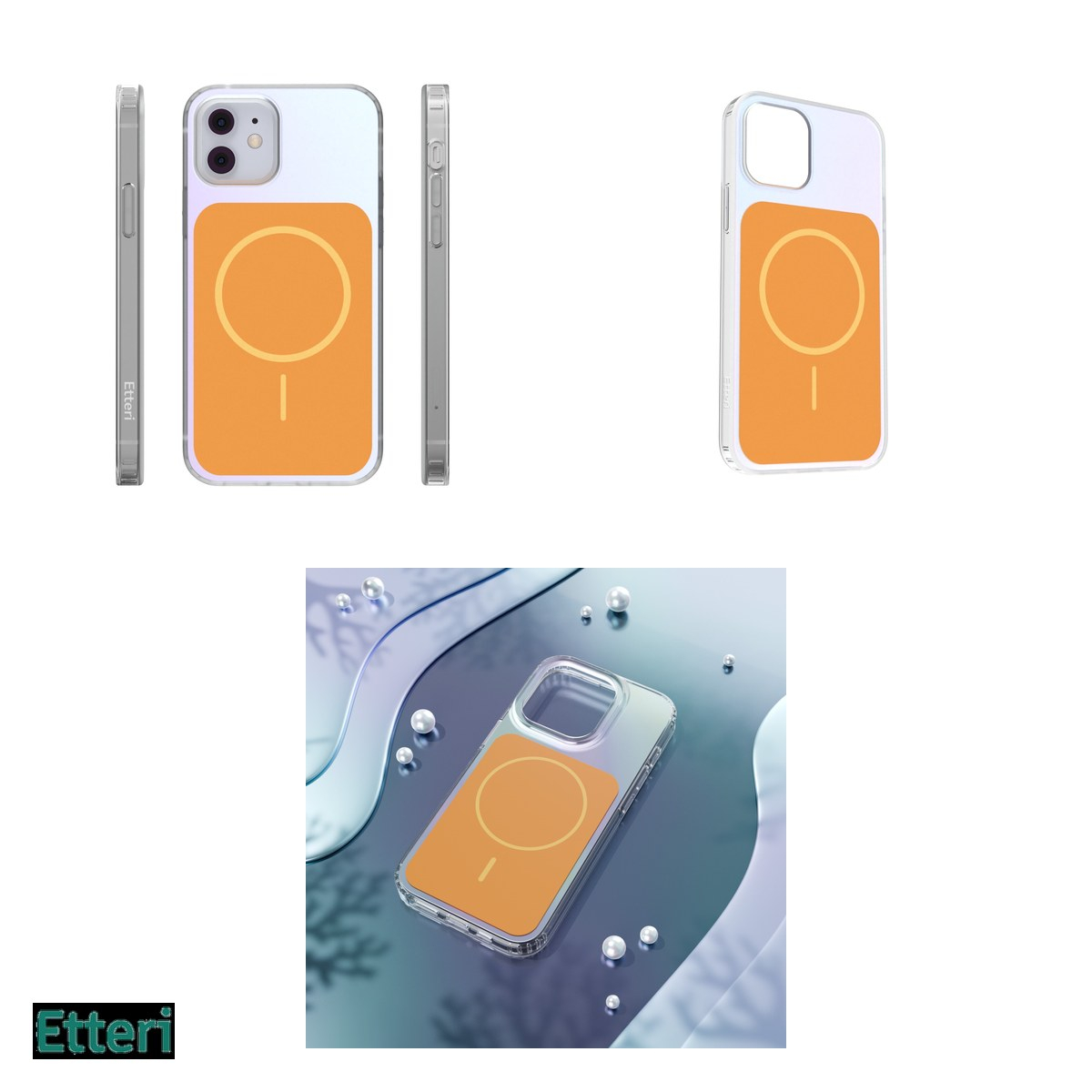 Husa Etteri Hidden Pearl pentru Apple iPhone 12 Pro, iPhone 12, Carcasa magnetica, Portocaliu [8]