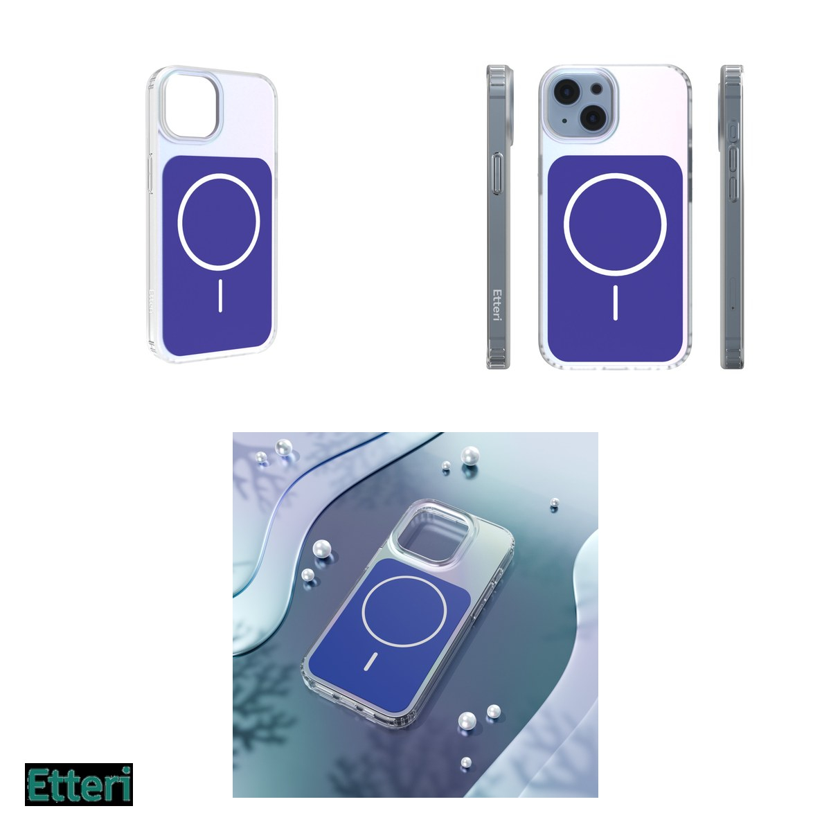 Husa Etteri Hidden Pearl pentru Apple iPhone 13, Carcasa magnetica, Albastru inchis [8]