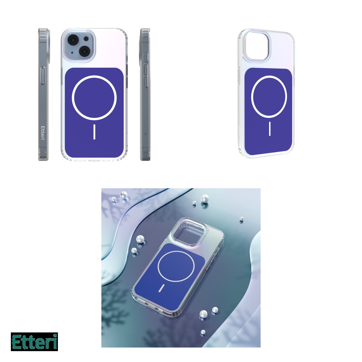 Husa Etteri Hidden Pearl pentru Apple iPhone 14, Carcasa magnetica, Albastru inchis [8]