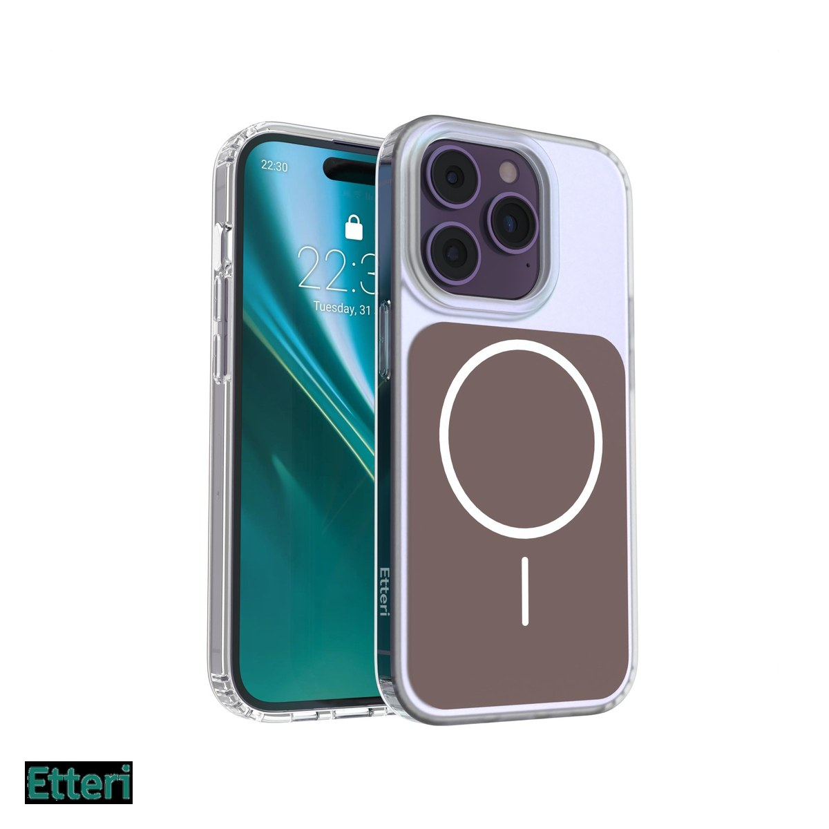Husa Etteri Hidden Pearl pentru Apple iPhone 14 Pro, Carcasa magnetica, Maro [2]