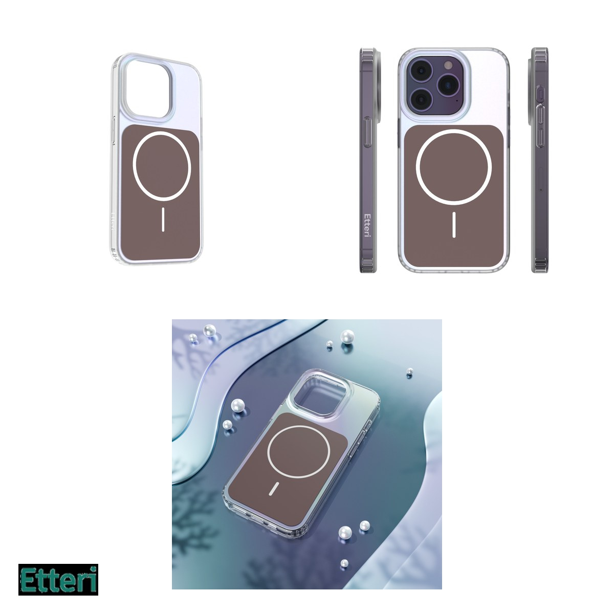 Husa Etteri Hidden Pearl pentru Apple iPhone 14 Pro, Carcasa magnetica, Maro [7]