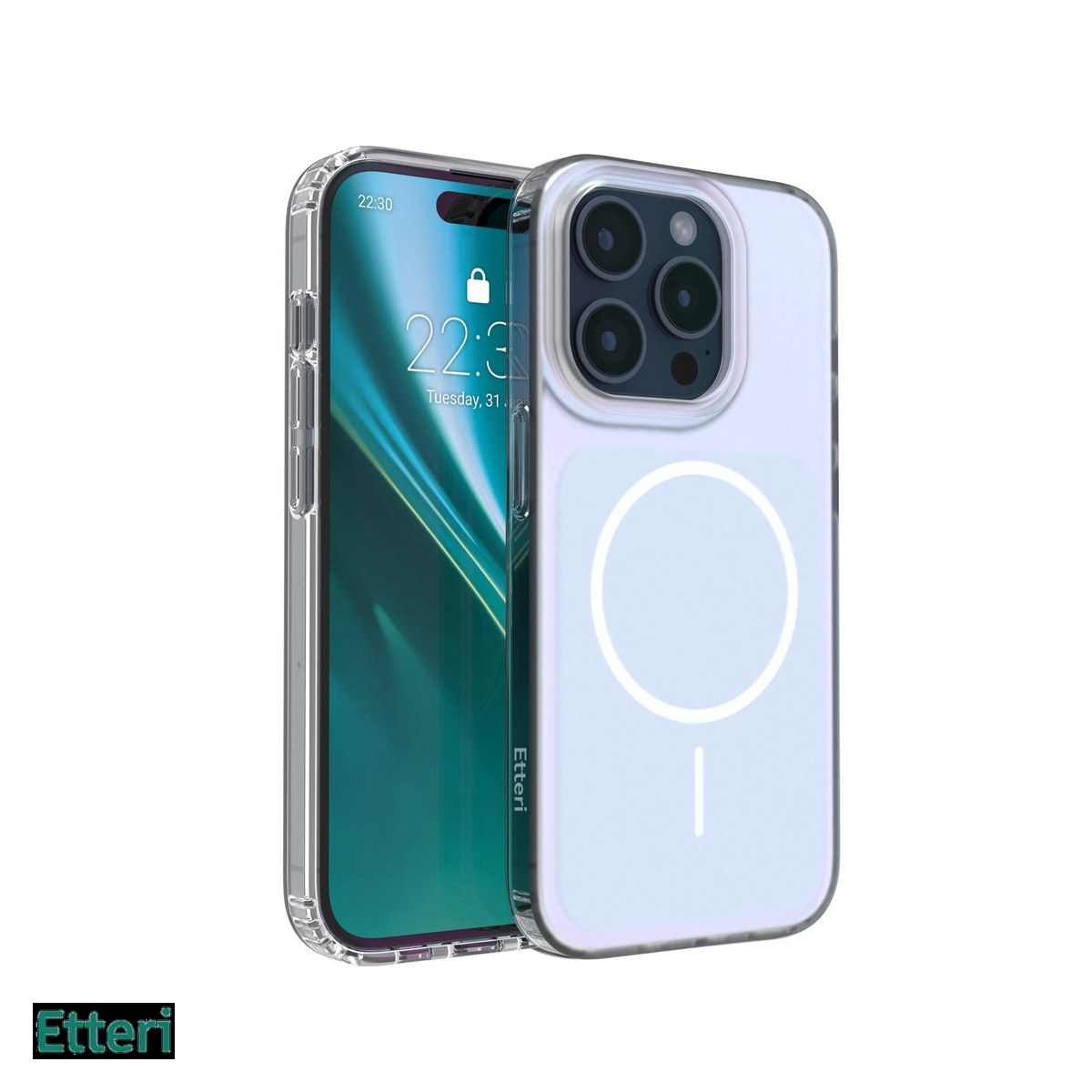 Husa Etteri Hidden Pearl pentru Apple iPhone 15 Pro, Carcasa magnetica, Albastru deschis [2]