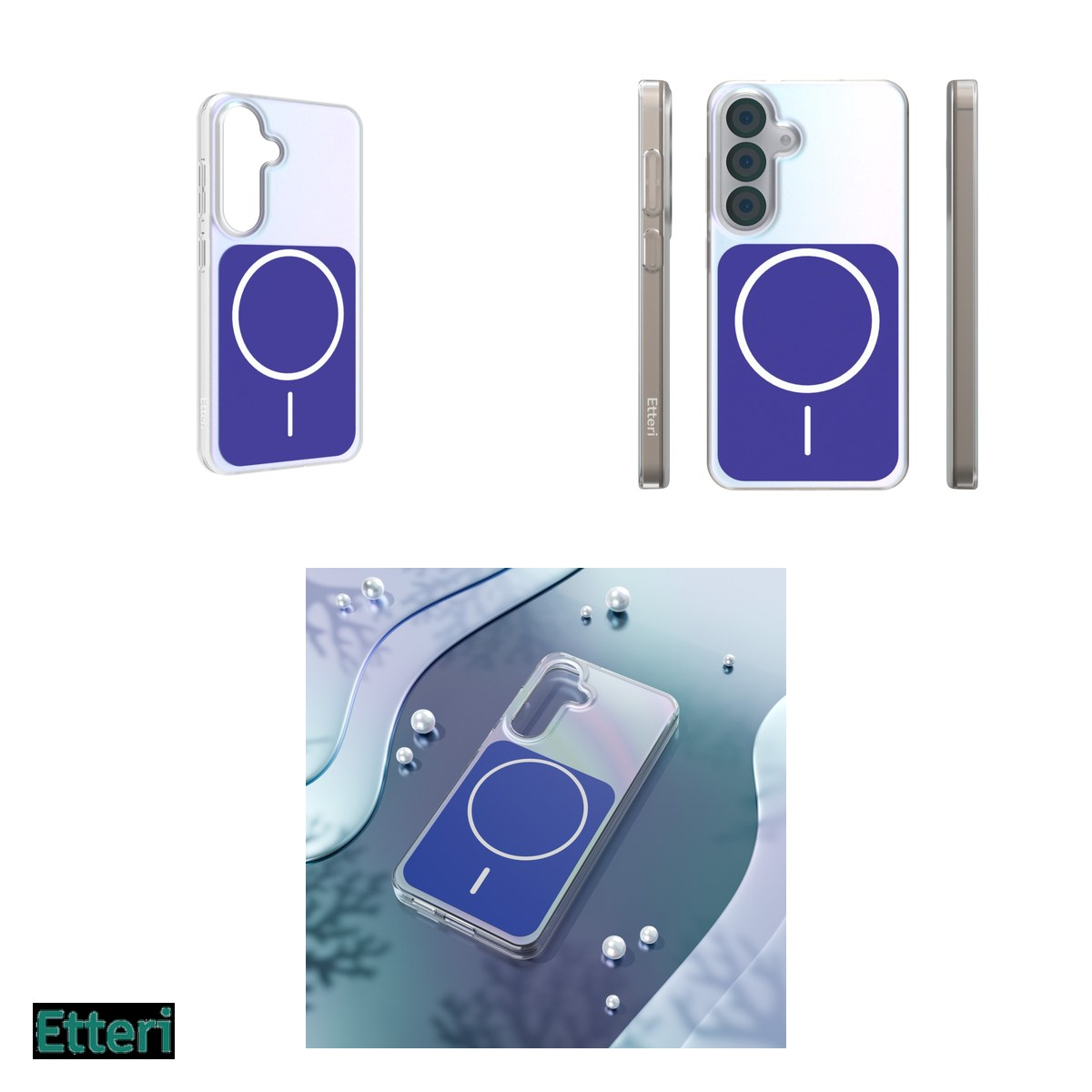 Husa Etteri Hidden Pearl pentru Samsung Galaxy S25, Carcasa magnetica, Albastru inchis [4]