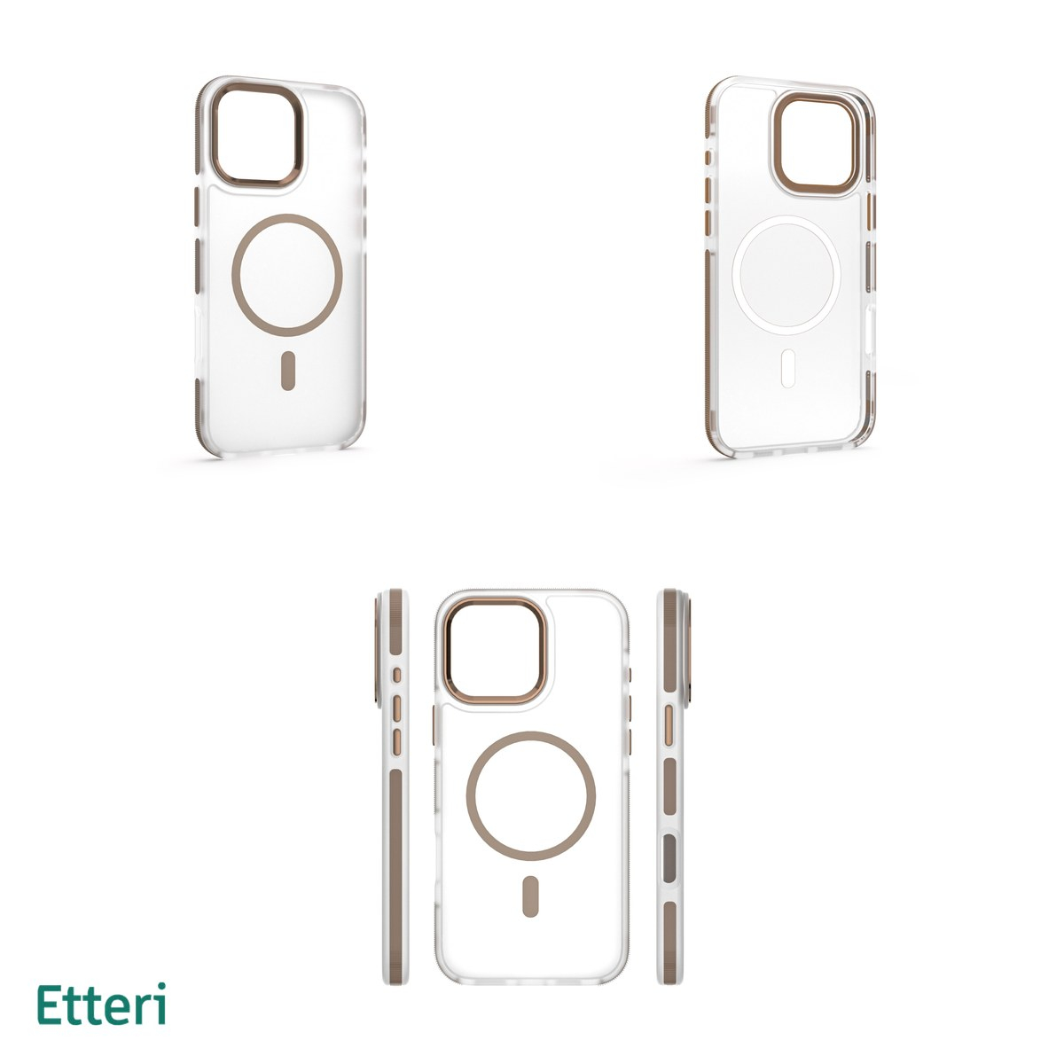 Husa Etteri Icy Mag pentru iPhone 16 Pro Max, Carcasa magnetica, protectie telefonica, marginile antiderapante, buton metalic, TPU (poliuretan termoplastic), PC, Auriu [4]