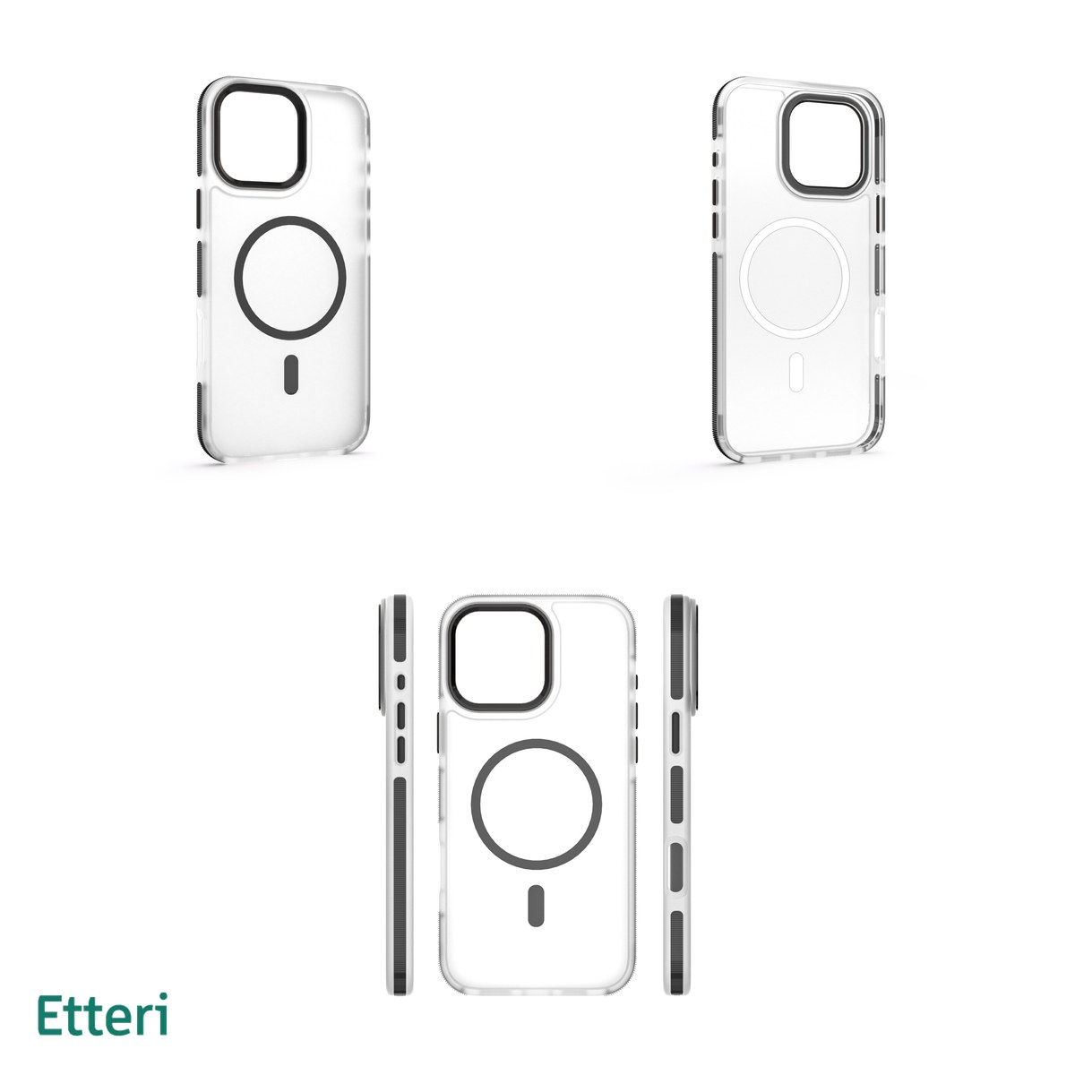 Husa Etteri Icy Mag pentru iPhone 16 Pro Max, Carcasa magnetica, protectie telefonica, marginile antiderapante, buton metalic, TPU (poliuretan termoplastic), PC, Negru [4]