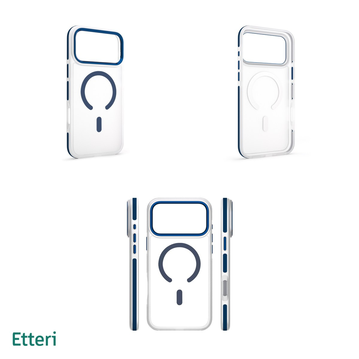 Husa Etteri Icy Mag pentru iPhone 17 Pro, Carcasa magnetica, protectie telefonica, marginile antiderapante, buton metalic, TPU (poliuretan termoplastic), PC, Albastru [4]