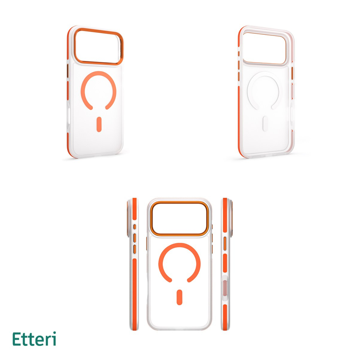 Husa Etteri Icy Mag pentru iPhone 17 Pro, Carcasa magnetica, protectie telefonica, marginile antiderapante, buton metalic, TPU (poliuretan termoplastic), PC, Portocaliu [4]