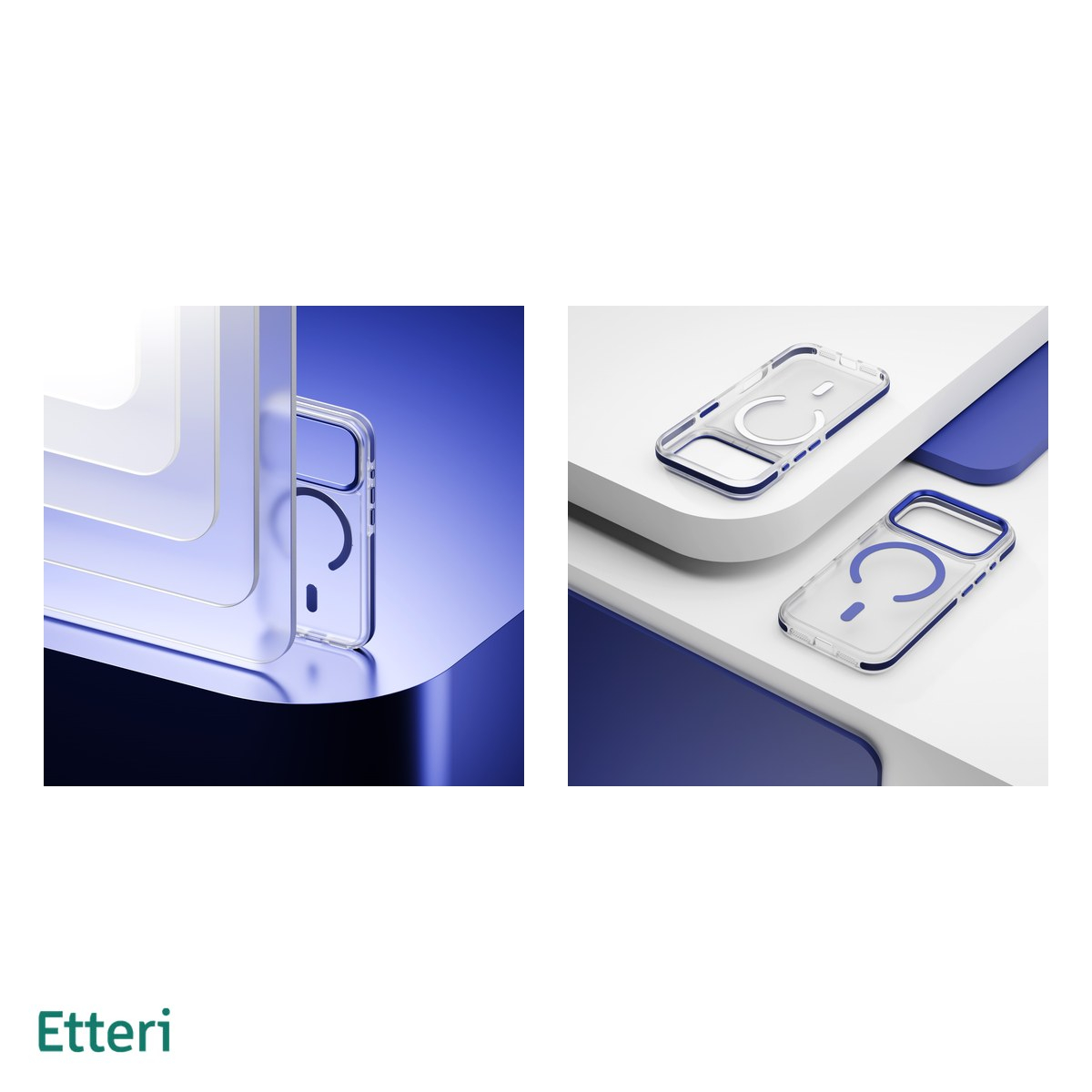Husa Etteri Icy Mag pentru iPhone 17 Pro Max, Carcasa magnetica, protectie telefonica, marginile antiderapante, buton metalic, TPU (poliuretan termoplastic), PC, Albastru [5]