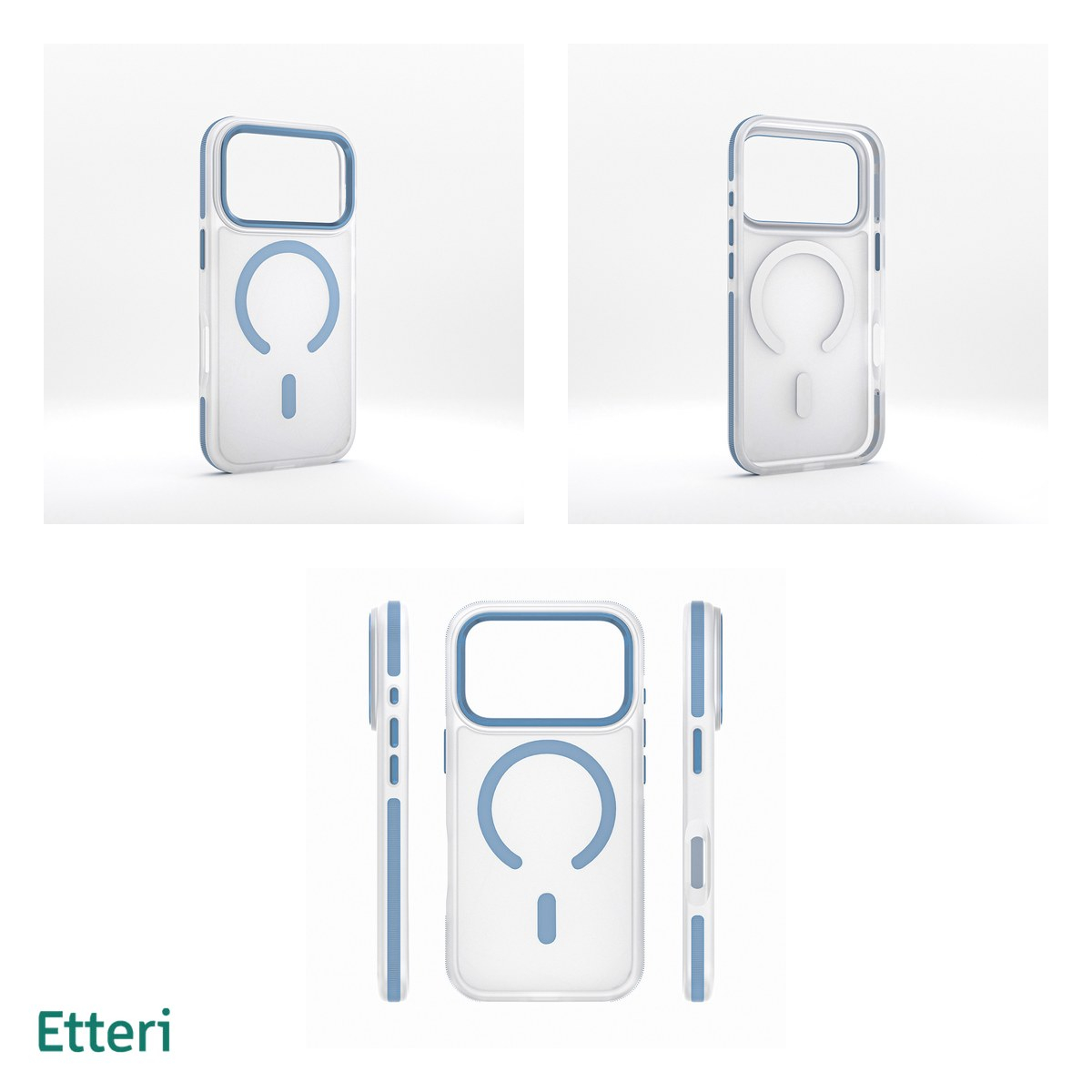 Husa Etteri Icy Mag sky pentru iPhone 17 Pro, Carcasa magnetica, protectie telefonica, marginile antiderapante, buton metalic, PC, TPU (poliuretan termoplastic), Albastru [4]