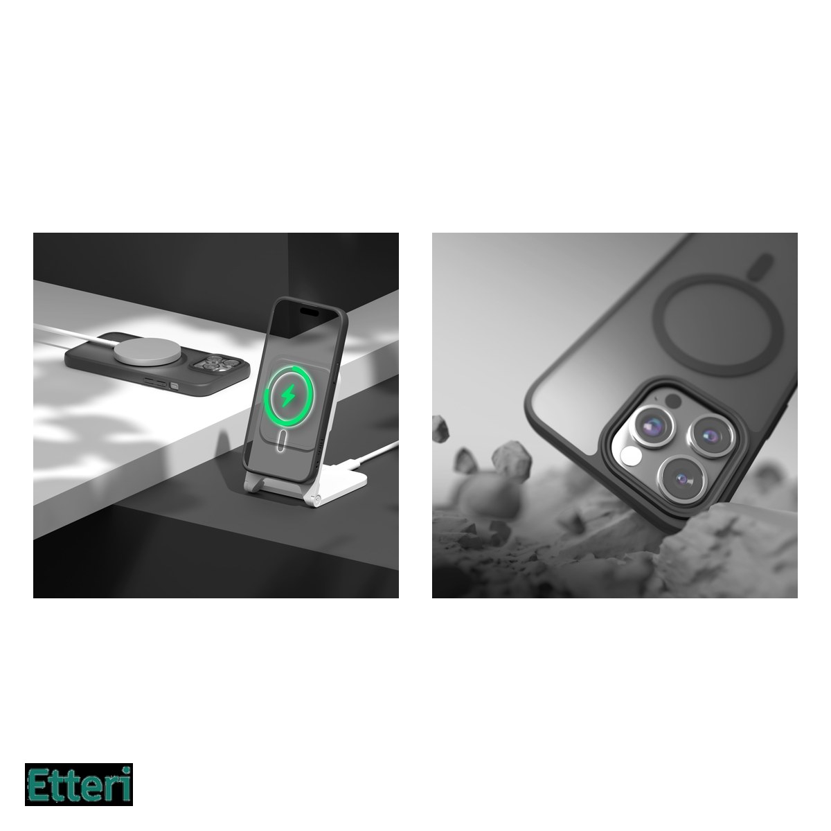 Husa Etteri Matt Mag pentru Apple iPhone 14 Pro, Carcasa magnetica, Negru [5]