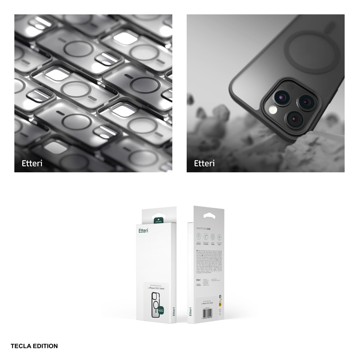 Husa Etteri Matt Mag pentru Apple iPhone 16 Pro, Carcasa magnetica, Negru [4]
