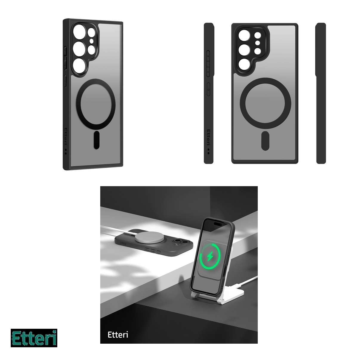Husa Etteri Matt Mag pentru Samsung Galaxy S25 Ultra, Carcasa magnetica, Negru [4]