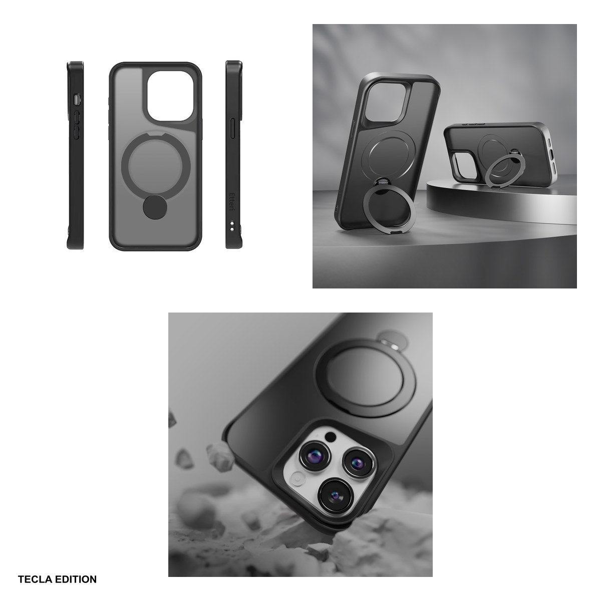 Husa Etteri Matt Mag Ring pentru Apple iPhone 14 Pro, Carcasa magnetica, Negru [5]