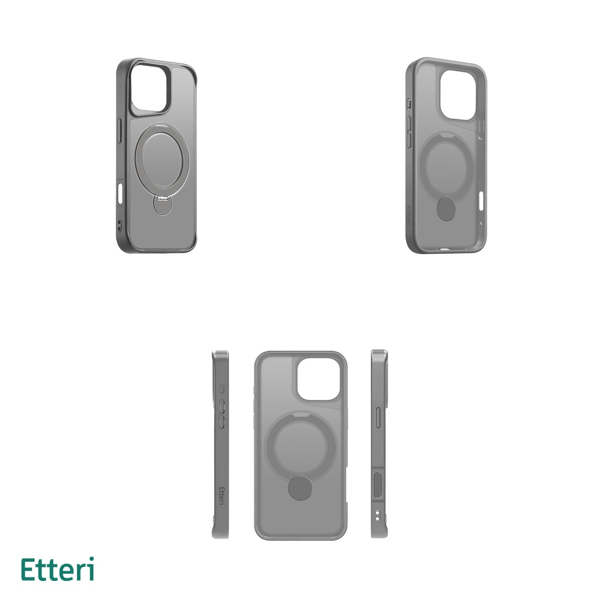 Husa Etteri Matt Mag Ring pentru iPhone 17 Pro Max, Carcasa magnetica, Gri [4]