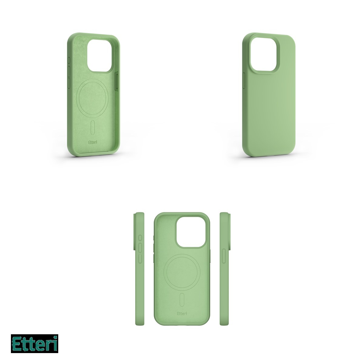 Husa Etteri Silicone Mag pentru Apple iPhone 14, Carcasa magnetica, Verde [4]