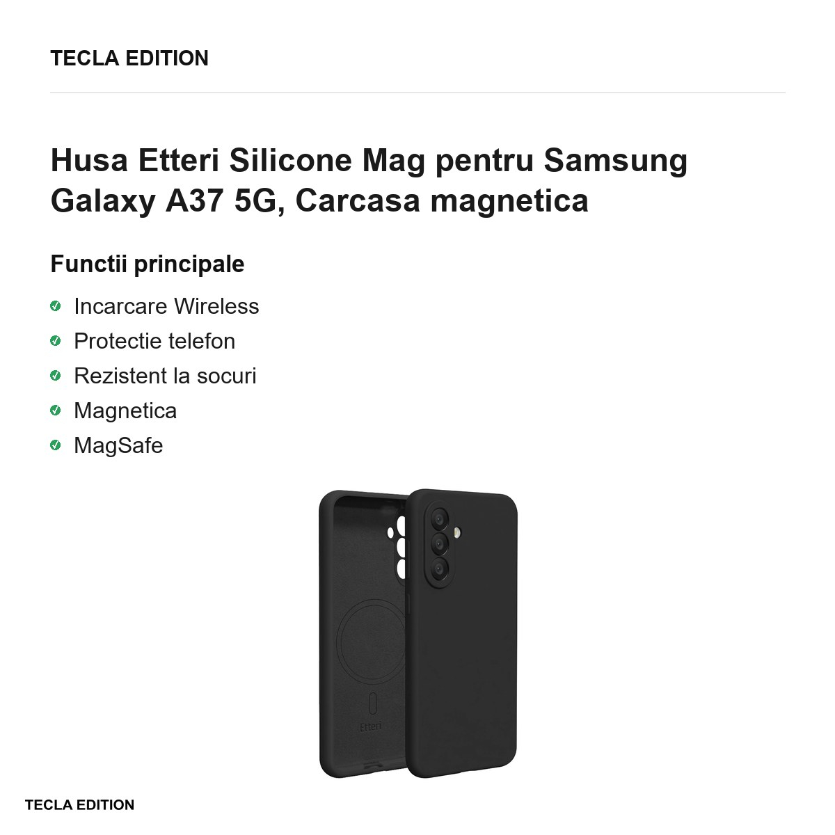 Husa Etteri Silicone Mag pentru Samsung Galaxy A37 5G, Carcasa magnetica, Negru [2]