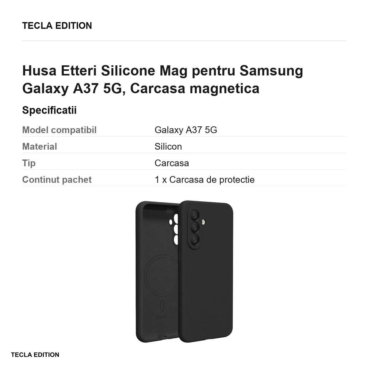Husa Etteri Silicone Mag pentru Samsung Galaxy A37 5G, Carcasa magnetica, Negru [3]