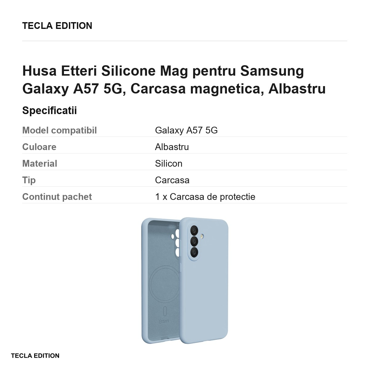 Husa Etteri Silicone Mag pentru Samsung Galaxy A57 5G, Carcasa magnetica, Albastru [3]