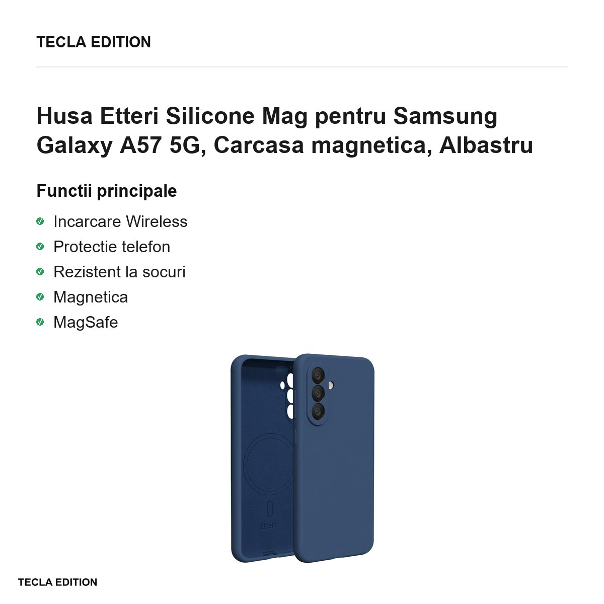 Husa Etteri Silicone Mag pentru Samsung Galaxy A57 5G, Carcasa magnetica, Albastru [2]