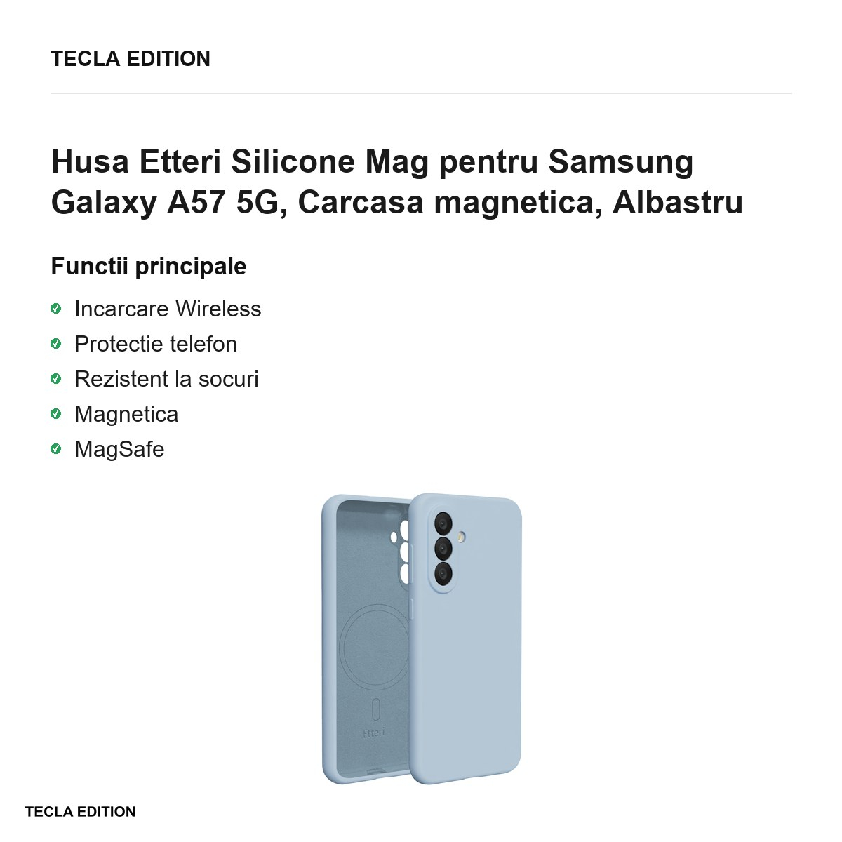 Husa Etteri Silicone Mag pentru Samsung Galaxy A57 5G, Carcasa magnetica, Albastru [2]
