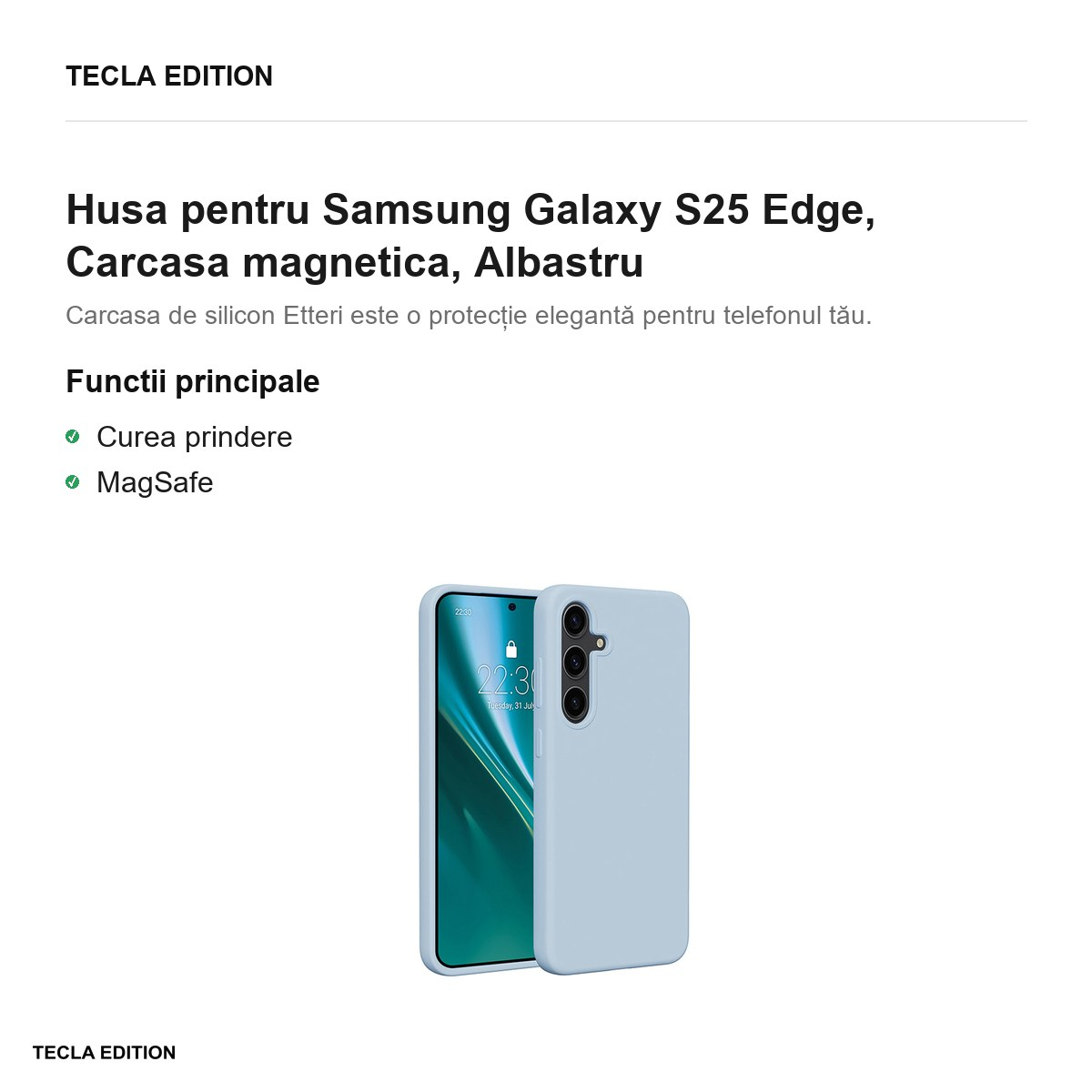 Husa Etteri Silicone Mag pentru Samsung Galaxy S25 Edge, Carcasa magnetica, Albastru [2]