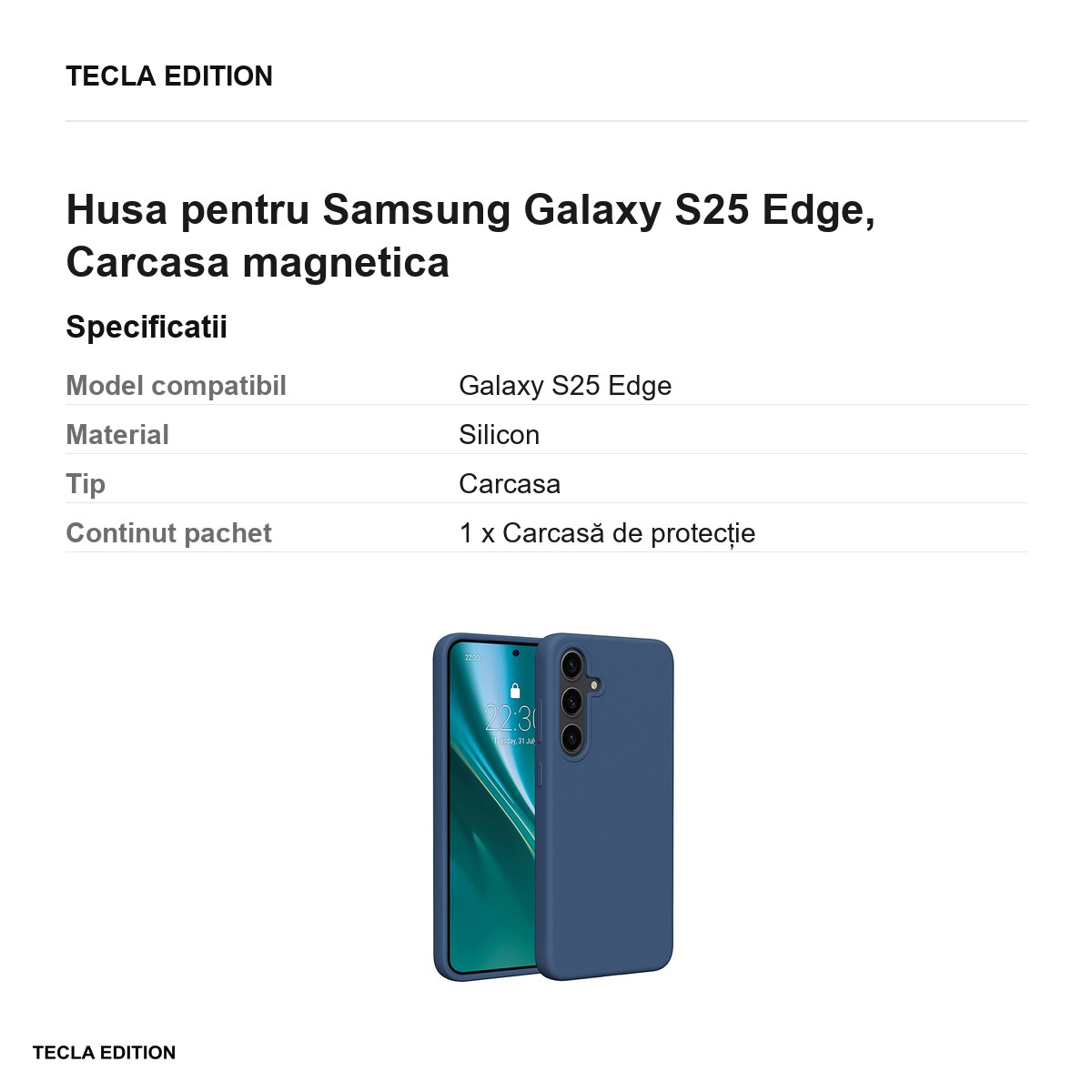 Husa Etteri Silicone Mag pentru Samsung Galaxy S25 Edge, Carcasa magnetica, Albastru inchis [3]