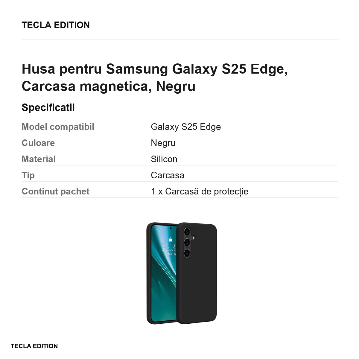 Husa Etteri Silicone Mag pentru Samsung Galaxy S25 Edge, Carcasa magnetica, Negru [3]