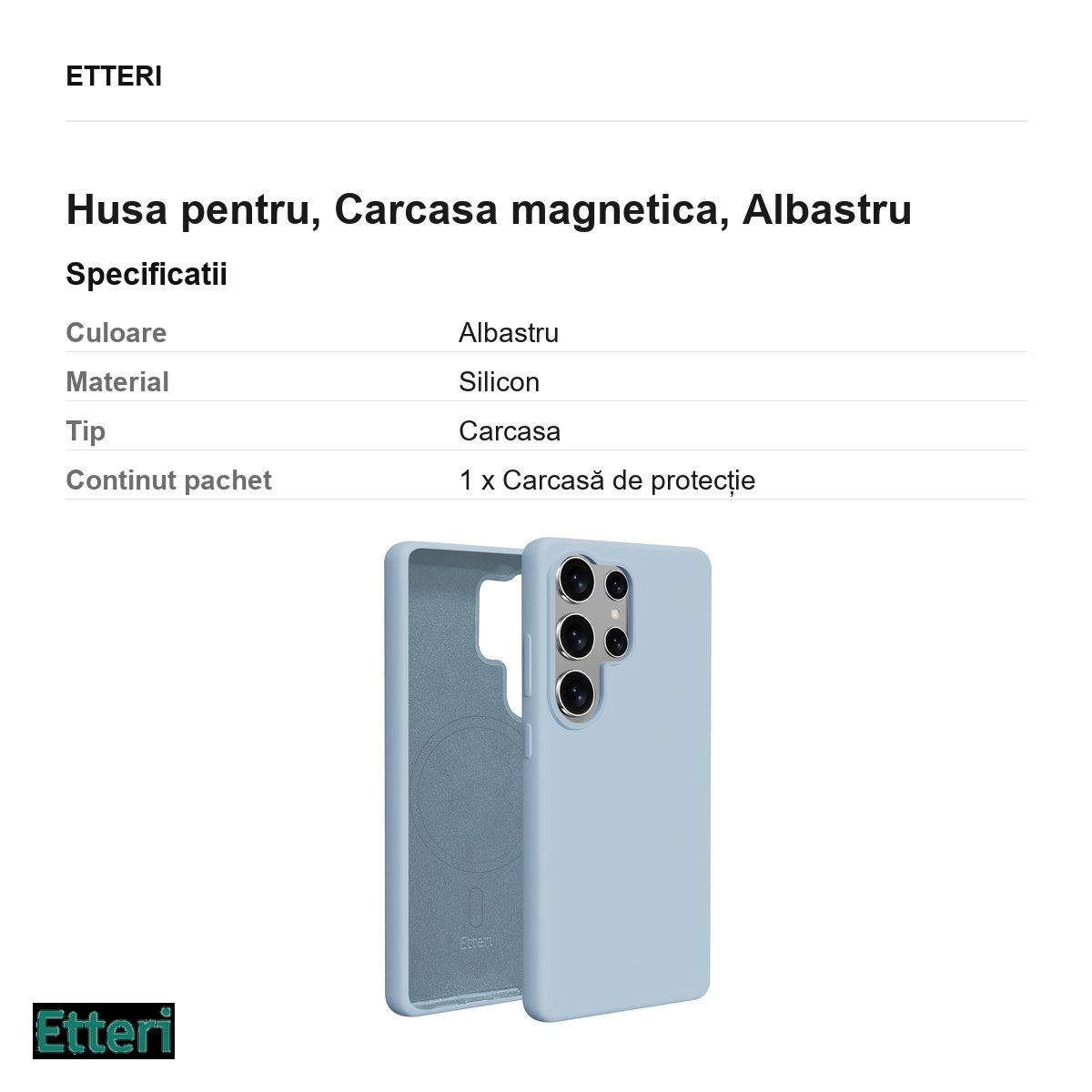 Husa Etteri Silicone Mag pentru Samsung Galaxy S25 Ultra, Carcasa magnetica, Albastru [3]