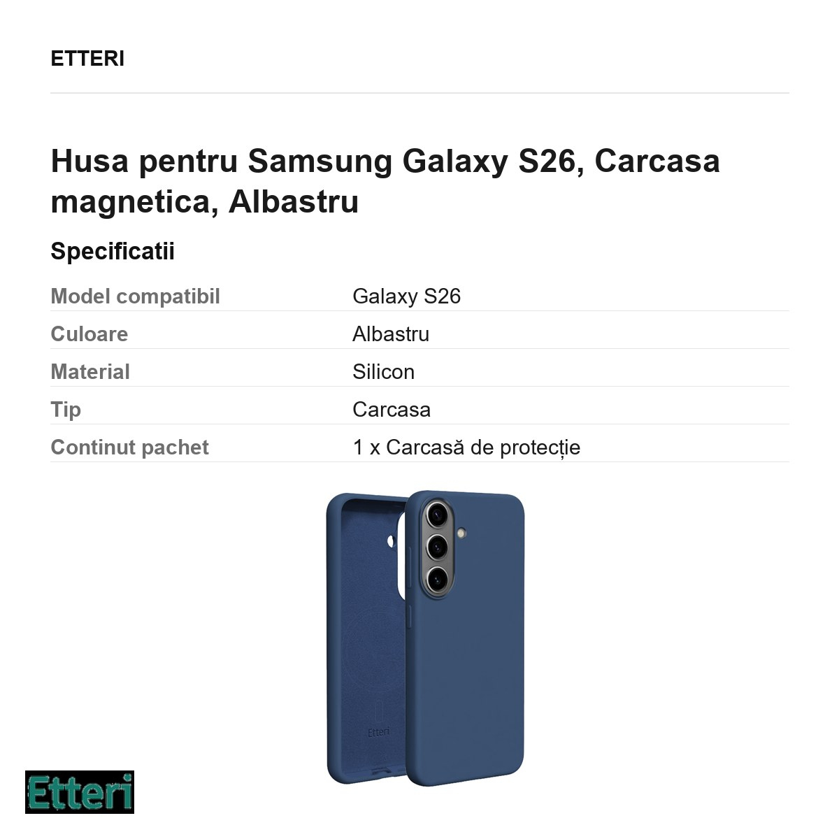 Husa Etteri Silicone Mag pentru Samsung Galaxy S26, Carcasa magnetica, Albastru [3]