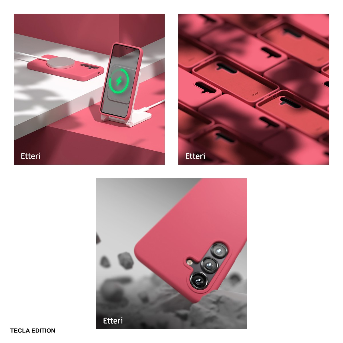 Husa Etteri Silicone Mag raspberry pentru Samsung Galaxy S25 Edge, Carcasa magnetica, Rosu [6]