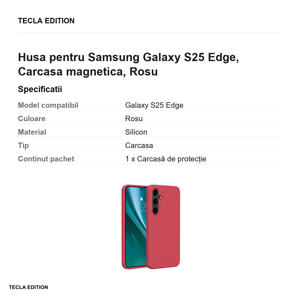Husa Etteri Silicone Mag raspberry pentru Samsung Galaxy S25 Edge, Carcasa magnetica, Rosu [3]