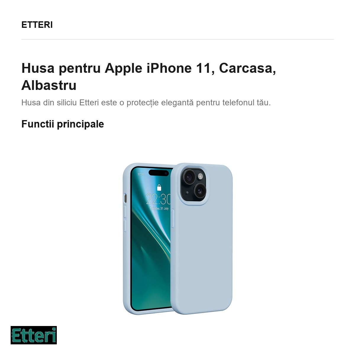 Husa Etteri Silicone pentru Apple iPhone 11, Carcasa, Albastru [2]