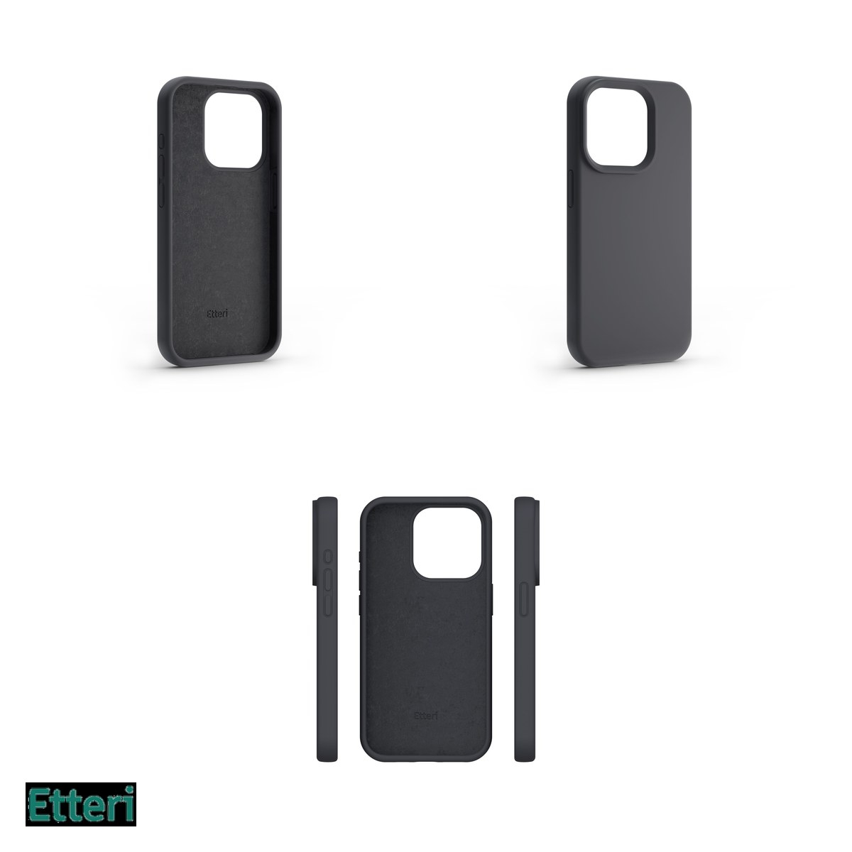 Husa Etteri Silicone pentru Apple iPhone 12 Pro, iPhone 12, Carcasa, Negru [4]