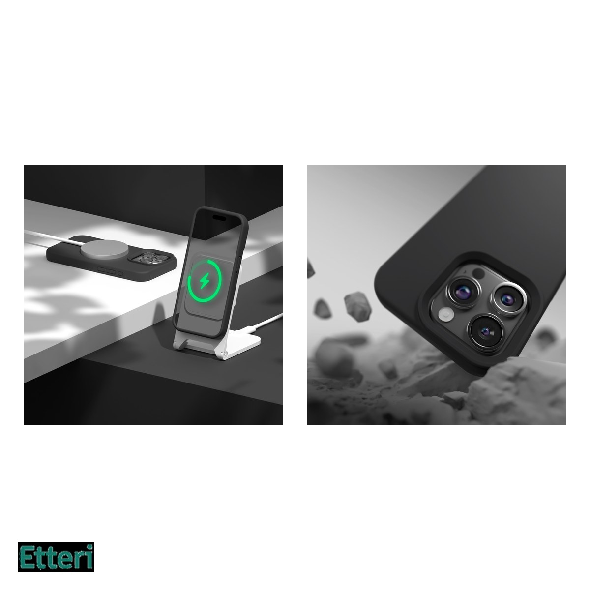 Husa Etteri Silicone pentru Apple iPhone 15 Pro Max, Carcasa, Negru [5]