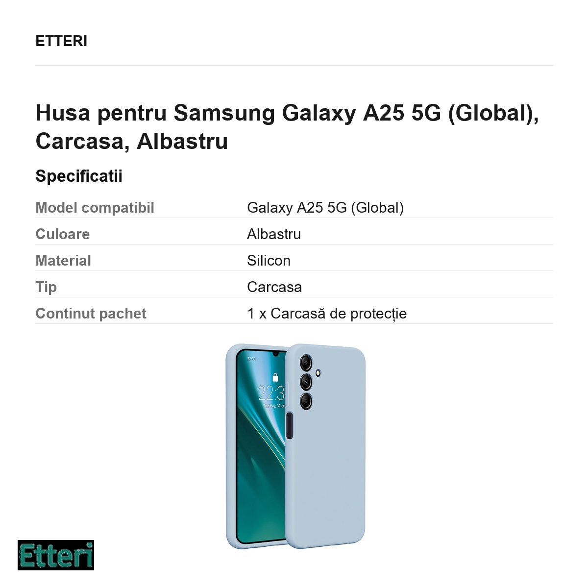 Husa Etteri Silicone pentru Samsung Galaxy A25 5G (Global), Carcasa, Albastru [3]